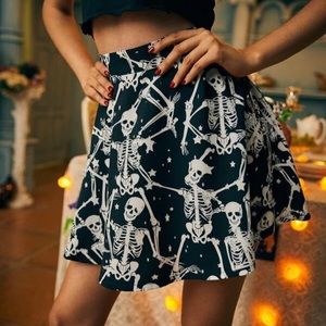 ROMWE Black Skeleton Print Mini Skirt